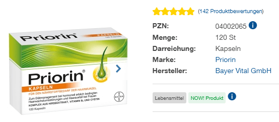 Đánh giá thuốc mọc tóc Priorin, 120 viên